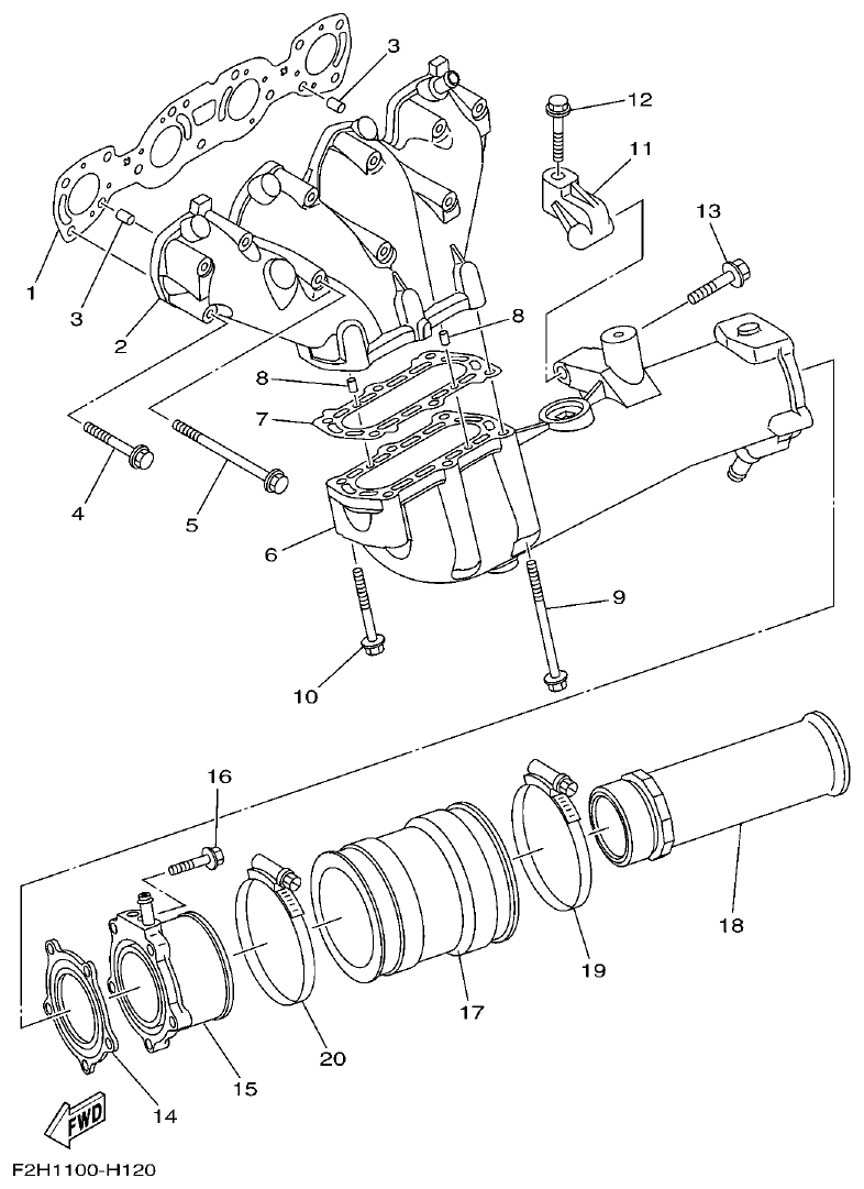 Yamaha FY1800-1HF2H300EA(1)_DE EXHAUST 1 parts diagram